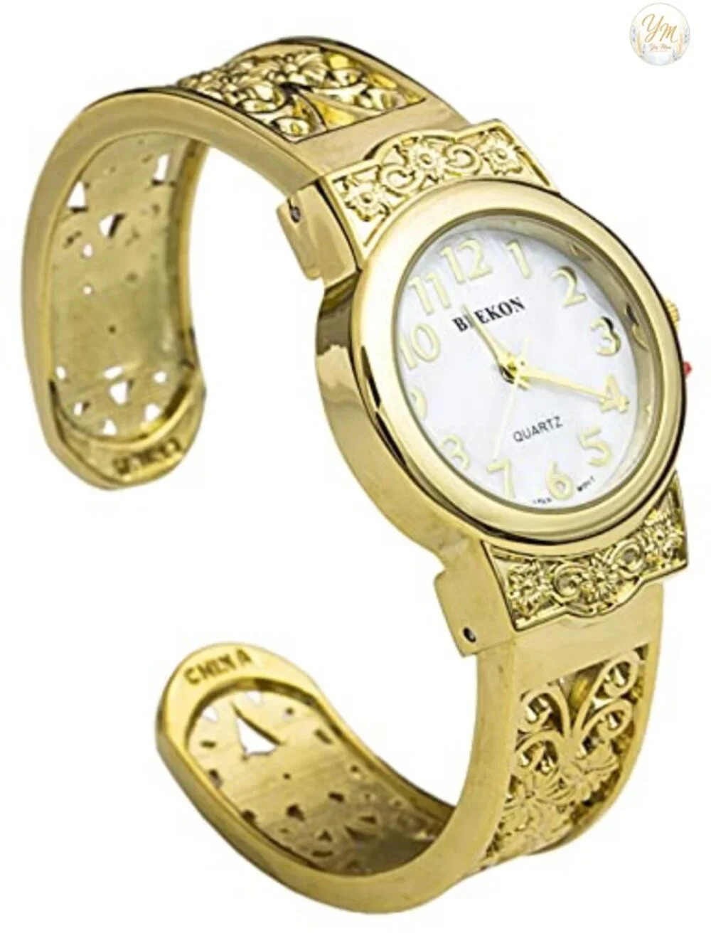 Women's Japanese Quartz Cuff Bangle Watch 28mm Metal Bracelet